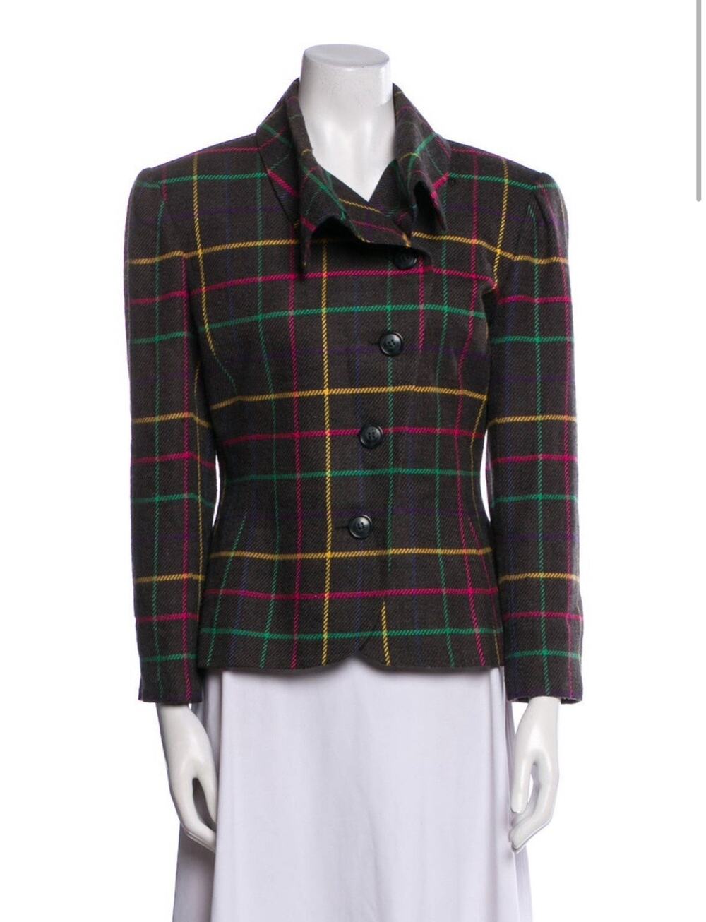 Vintage Oscar De La Renta Studio Plaid Check Blazer Jacket 8